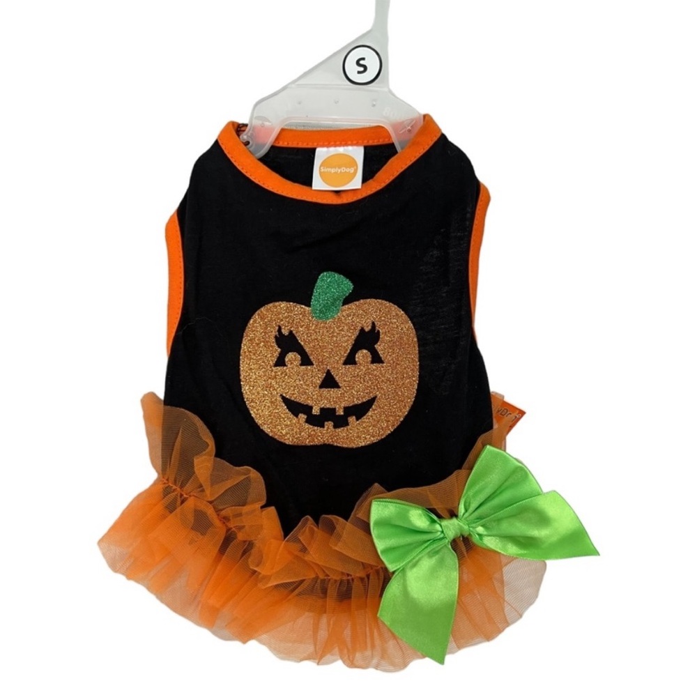 Halloween Pet Glitter Jack-o-lantern SimplyDog Dog Tutu Dress NWT